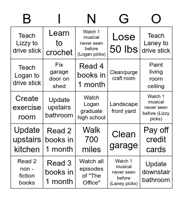 Lacie's 2024 Bing Card Bingo Card