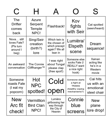 CHAOS EP3-4!! Bingo Card
