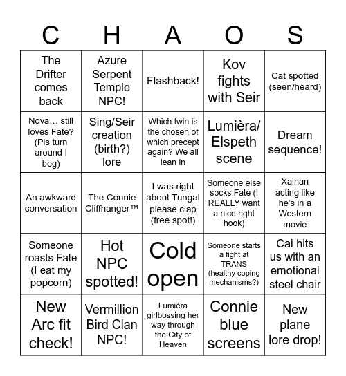 CHAOS EP3-4!! Bingo Card