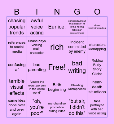 ShanePlays Bingo Card Bingo Card
