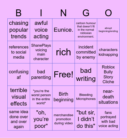 ShanePlays Bingo Card Bingo Card