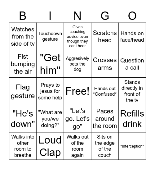 Football Bingo Card