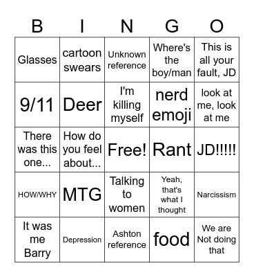 Spencer Bingo Card