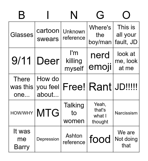 Spencer Bingo Card