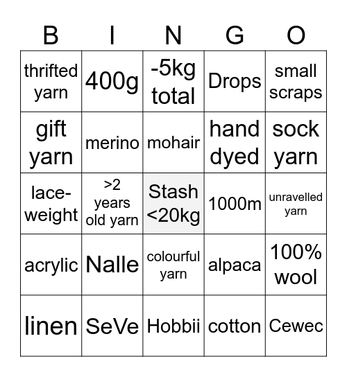 Stashbusting Bingo 2024 Bingo Card