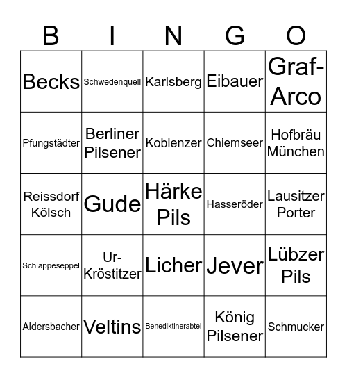 Wallersteerer-Bier- Bingo Card