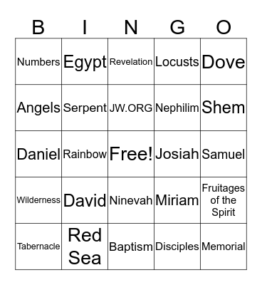 Bible BINGO Card