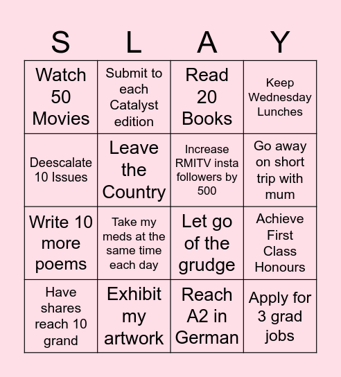 2024 Goals! Bingo Card