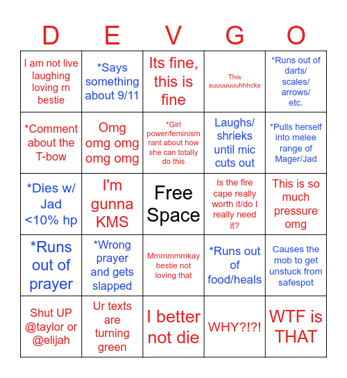 DEVGO Bingo Card