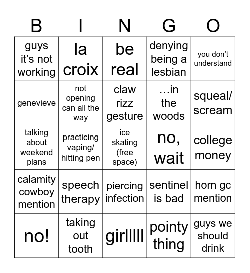 ElLa Croix bingo Card