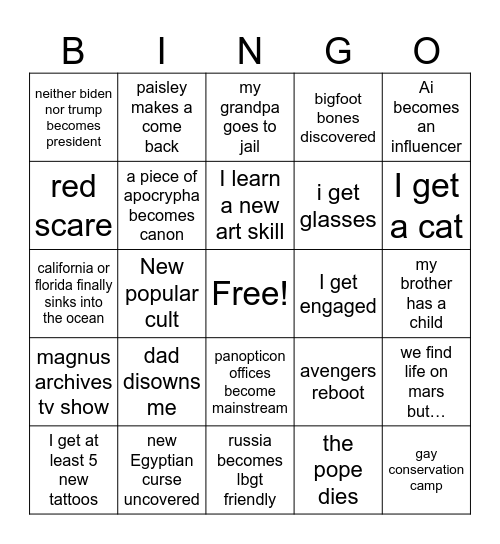 2024 Bingo Card