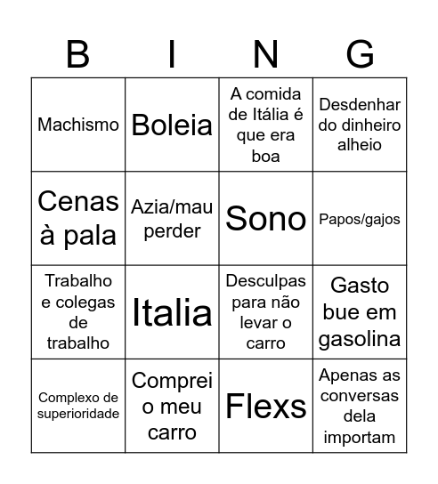 Filipa BINGO Card