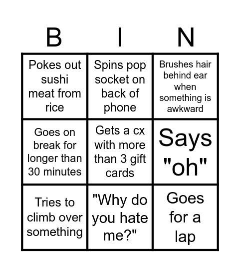 Sez Bingo Card