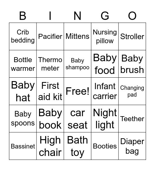 BABY SHOWER Bingo Card