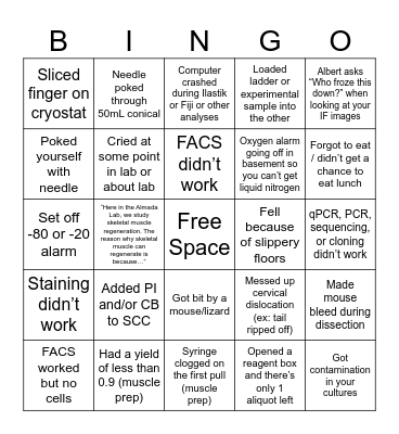 Almada Lab Bingo Card