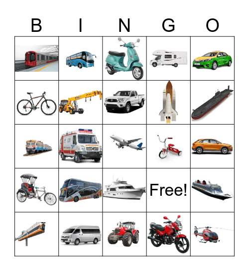 TRANSPORTATION Bingo Card