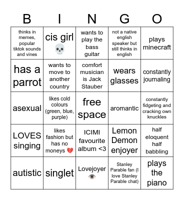 Klara bingo Card