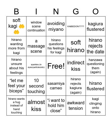 hirano to kagiura ch23 bingo Card