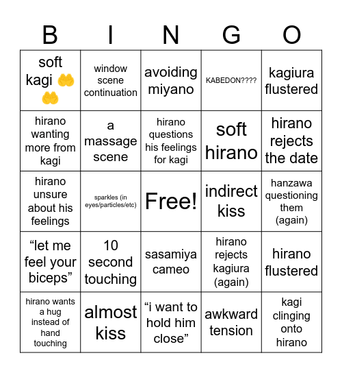 hirano to kagiura ch23 bingo Card