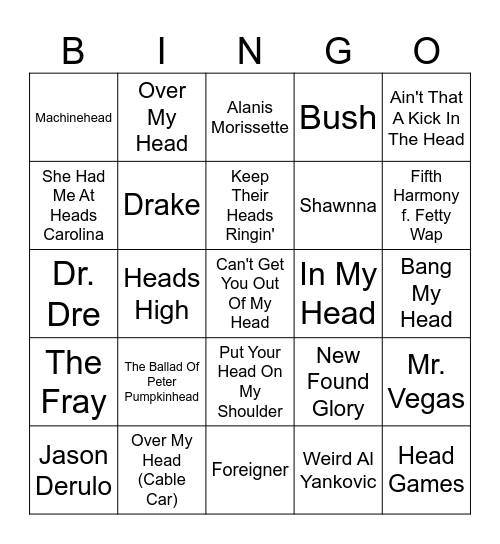 Heads Up! Bingo Card