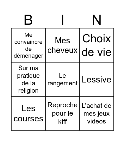 Maman Bingo Card