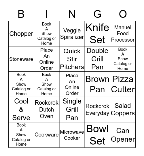 Pampered Chef Bingo Card