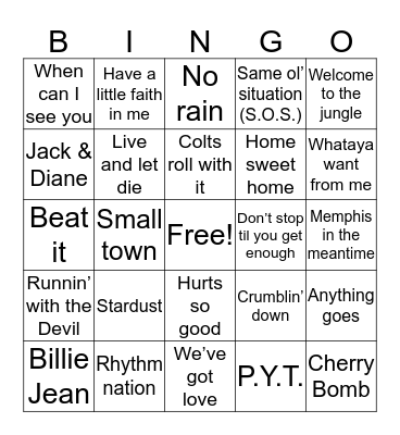 Hoosier Hysteria Bingo Card