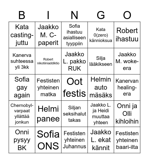 Festisten 2024 bingo Card