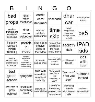 Dhar Mann Bingo v2 Bingo Card