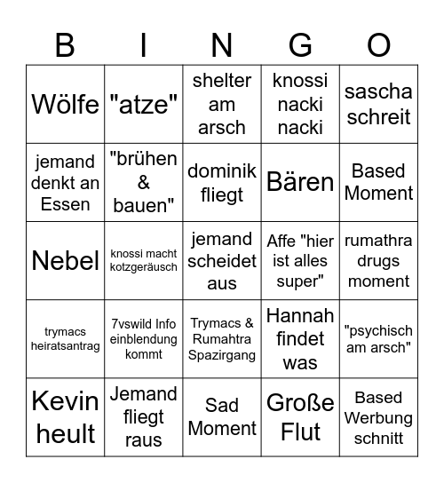 random 7vswild bingo Card