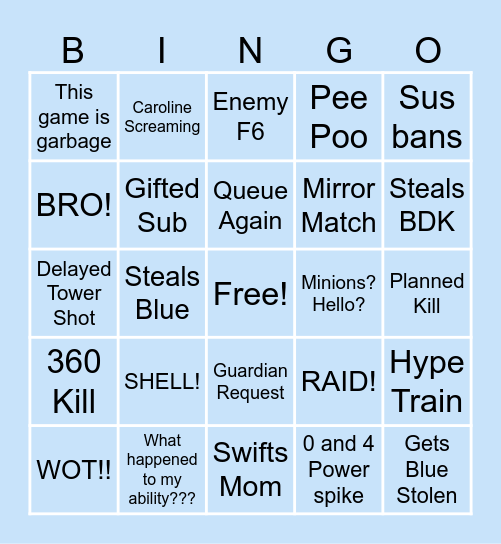 Chris T Bingo Card