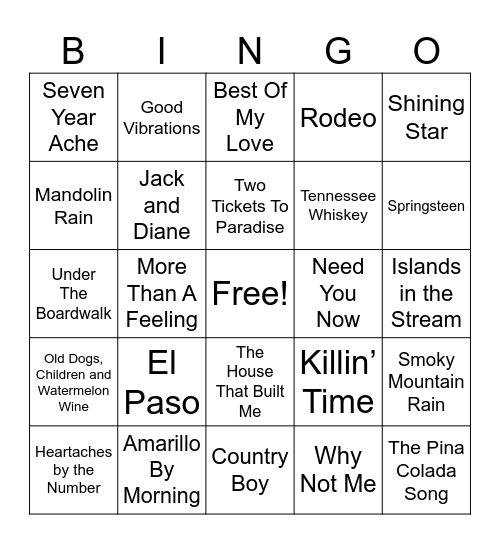 SINGO 02 Country Bingo Card