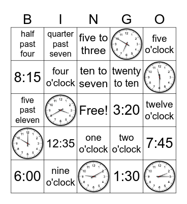 Time Bingo! Bingo Card