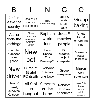 party rock bingo Card