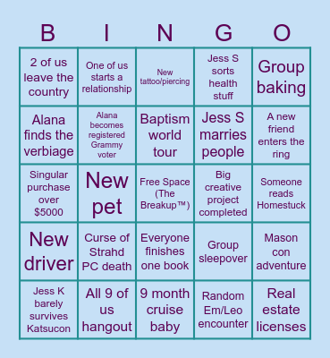 party rock bingo Card