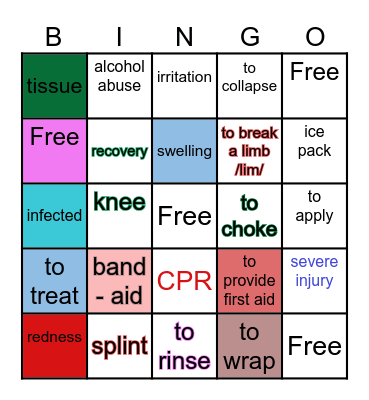 Health(Student A) Bingo Card