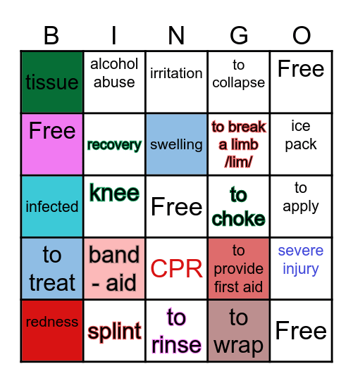 Health(Student A) Bingo Card