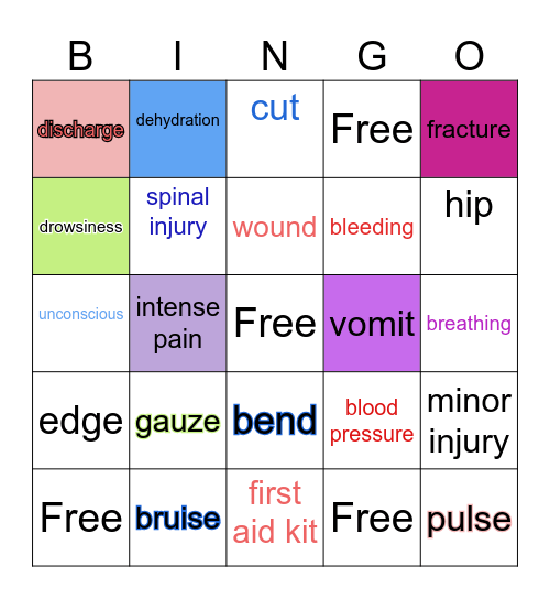 Health (Student B) Bingo Card