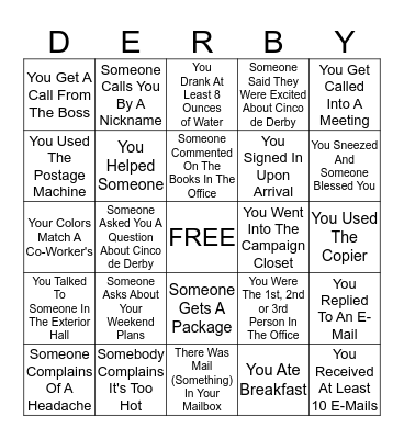 Happy Cinco de Derby Day Bingo Card