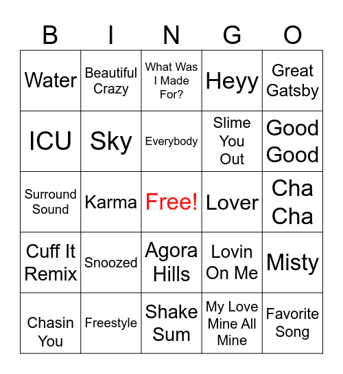 HipHop Bingo Card