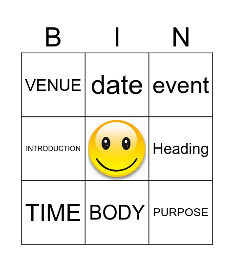 ANNOUNCEMENT BINGO Card