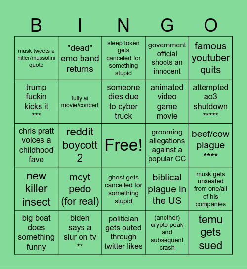 2024 bingo Card