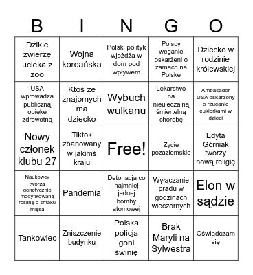 Co się odjebie w 2023 Bingo Card