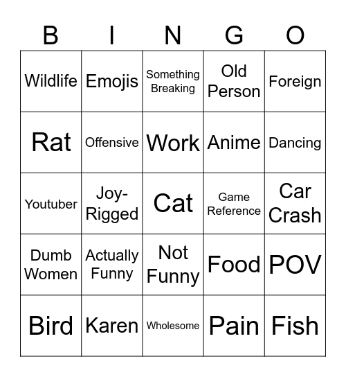 Meme Bingo Card