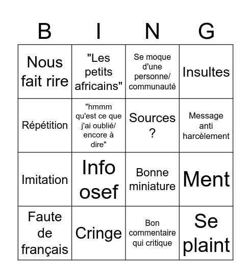 Camimuse Bingo Card