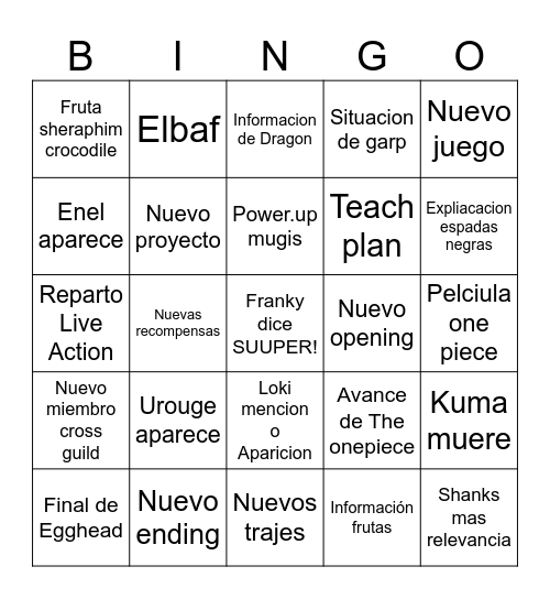 ¡One piece 2024! Bingo Card