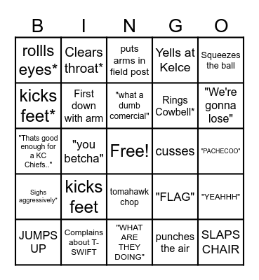 "FOOTBALL BINGO Card
