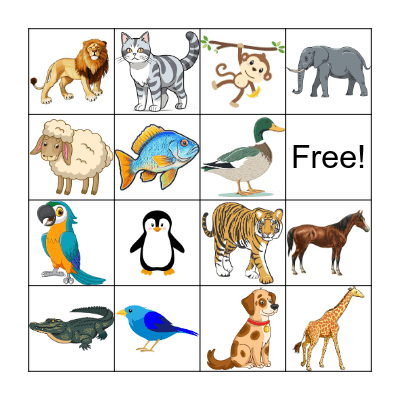 Animal Bingo Card