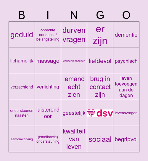 PALLIATIEVE ZORG Bingo Card