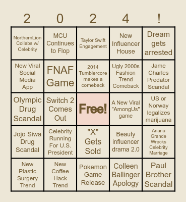 2024 Bingo Board Bingo Card